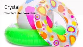  Presentation with water life - Theme enhanced with life ring - floating water toys isolated background and a sky blue colored foreground