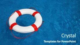  Presentation with life - Amazing presentation having life ring - lifebelt backdrop and a ocean colored foreground