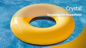  Presentation with blue and yellow - PPT theme enhanced with life ring - yellow float floating background and a teal colored foreground