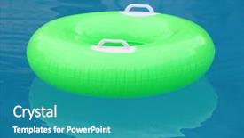  Presentation with water life - PPT layouts consisting of life ring floating on blue background and a teal colored foreground