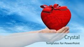  Presentation with blue ribbon symbol - Slides featuring life safety - concept or conceptual 3d red background and a sky blue colored foreground