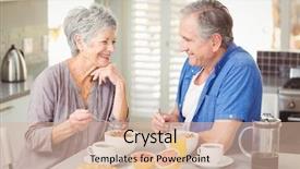  Presentation with happy life - Cool new presentation with life satisfaction - happy senior couple discussing while backdrop and a lemonade colored foreground