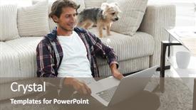  Presentation with happy life - PPT layouts enhanced with life satisfaction - happy young man exults background and a gray colored foreground