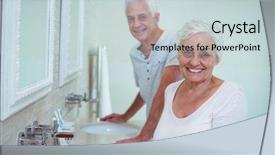  Presentation with active seniors senior couple - Amazing PPT layouts having life satisfaction - portrait of senior couple standing backdrop and a lemonade colored foreground