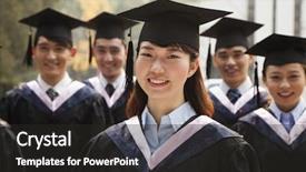  Presentation with young - Slide set consisting of life satisfaction - young graduates in cap background and a dark gray colored foreground