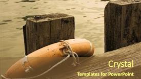 Presentation with dock - Slide set enhanced with life saver - lifebuoy on a wood background and a tawny brown colored foreground