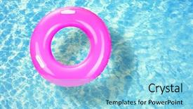  Presentation with water - Beautiful PPT layouts featuring life saver - lifebuoy on water background backdrop and a light blue colored foreground