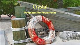  Presentation with boat - Colorful slides enhanced with life saver - old lifering and wooden boat backdrop and a tawny brown colored foreground