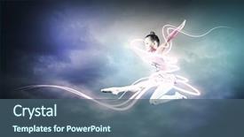  Presentation with performance - Audience pleasing PPT theme consisting of life skills training - cute girl gymnast in performance backdrop and a ocean colored foreground