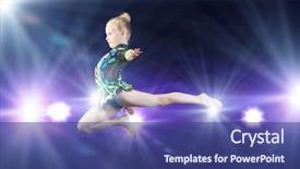  Presentation with costume - Audience pleasing PPT theme consisting of life skills training - cute girl gymnast in performance backdrop and a ocean colored foreground