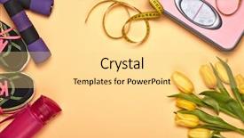  Presentation with female sport - Audience pleasing presentation theme consisting of scales on a yellow background backdrop and a blonde colored foreground