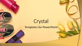  Presentation with female sport - Presentation featuring tulips flowers on yellow background background and a blonde colored foreground