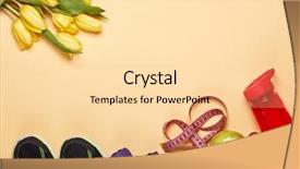  Presentation with female sport - Presentation theme consisting of life sport accessories tulips flowers background and a blonde colored foreground