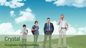  Presentation with stage - Slide set having life stages of businessman background and a seafoam green colored foreground