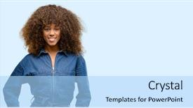  Presentation with blue - Presentation design featuring life style - african american woman wearing blue background and a light blue colored foreground