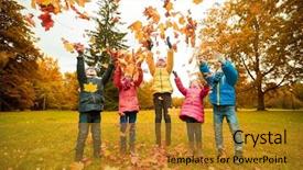 Presentation with maple leaves - PPT theme consisting of life style - childhood leisure friendship and people background and a  colored foreground