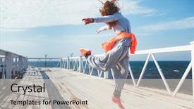  Presentation with exercise sport - Slide set consisting of life style - fitness sport girl in fashion background and a lemonade colored foreground