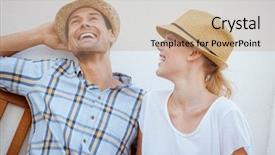  Presentation with hip joint - Cool new presentation theme with life style - young hip couple laughing backdrop and a coral colored foreground