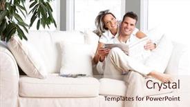  Presentation with loving hearts love heart candy - Beautiful presentation featuring life style - young love couple reading magazine backdrop and a lemonade colored foreground