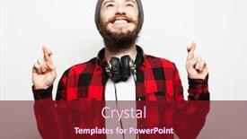  Presentation with waiting - PPT layouts consisting of life style and people concept waiting for special moment portrait of young bearded man in shirt keeping fingers while standing against white background hipster style and positive emotions background and a tawny brown colored foreground