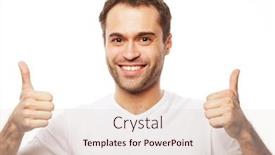  Presentation with happy life - Slides consisting of life style and people concept happy handsome man wearing white t-shirt showing thumbs up over isolated background background and a lemonade colored foreground