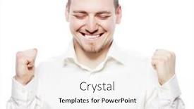  Presentation with happy life - Presentation theme consisting of life style business and people concept successful businessman happy young man in formalwear gesturing and smiling while standing against white background background and a white colored foreground