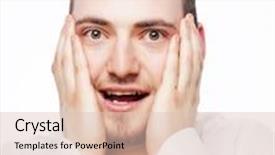  Presentation with office life - PPT theme enhanced with life style business and people concept young office worker mad by stress screaming isolated on white background and a lemonade colored foreground