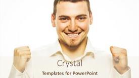  Presentation with happy life - Audience pleasing PPT theme consisting of life style business and people concept successful businessman happy young man in formalwear gesturing and smiling while standing against white background backdrop and a cream colored foreground