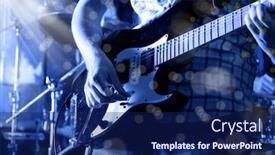  Presentation with electric guitar - PPT theme having life-style-image-of-close background and a navy blue colored foreground