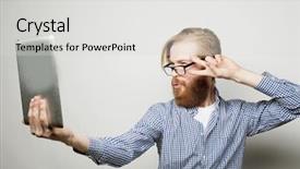  Presentation with tehnology - PPT theme featuring life style tehnology and people background and a light gray colored foreground