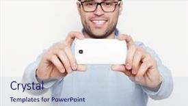  Presentation with tehnology - Presentation theme featuring life style tehnology and people background and a lemonade colored foreground