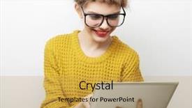  Presentation with teenage girl - PPT theme enhanced with life style tehnology and people background and a yellow colored foreground