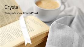  Presentation with coffee book - Presentation featuring life with cup of coffee background and a soft green colored foreground