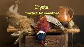  Presentation with hunting - Audience pleasing PPT theme consisting of life with pheasant and hare backdrop and a tawny brown colored foreground
