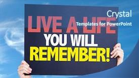  Presentation with live - Cool new slide deck with life you will remember card backdrop and a ocean colored foreground