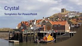  Presentation with scenic - Beautiful presentation theme featuring lifeboat in foreground and church backdrop and a lemonade colored foreground
