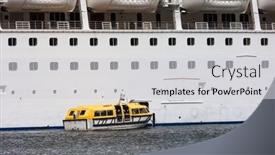  Presentation with sinked ship - Presentation theme having lifeboats-on-the-deck background and a light gray colored foreground