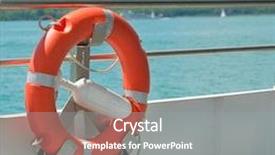  Presentation with ship - Presentation design consisting of lifebelt - lifebuoy on a ship background and a gray colored foreground