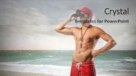  Presentation with lifeguard - Theme having lifeguard - binoculars background and a light gray colored foreground