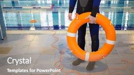  Presentation with safety training poor housekeeping - Audience pleasing slide set consisting of lifeguard - instructor is holding lifebuoy near backdrop and a coral colored foreground