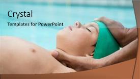  Presentation with swimming pool - Amazing theme having lifeguard assisting unconscious boy near backdrop and a light blue colored foreground