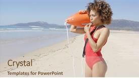  Presentation with whistle - Presentation featuring lifeguard blowing a whistle holding background and a lemonade colored foreground