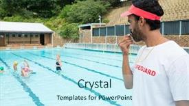  Presentation with whistle - Slide set consisting of lifeguard blowing whistle while students background and a cool aqua colored foreground
