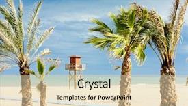  Presentation with lifeguard - Beautiful slide deck featuring lifeguard cabin on the beach in narbonne plage languedoc-roussillon france backdrop and a lemonade colored foreground