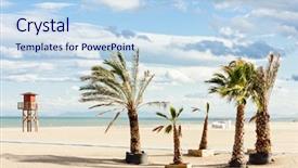  Presentation with lifeguard - Cool new PPT theme with lifeguard-cabin-on-the-beach backdrop and a sky blue colored foreground