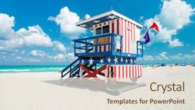  Presentation with miami - Presentation theme enhanced with lifeguard hut in south beach background and a sky blue colored foreground