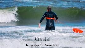  Presentation with drowning - PPT theme consisting of lifeguard-running-to-rescue background and a light blue colored foreground