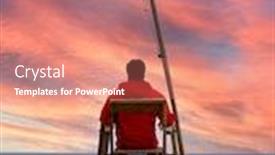  Presentation with lifeguard - Cool new presentation theme with lifeguard-sitting-on-a-high backdrop and a coral colored foreground