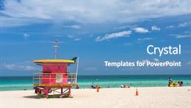  Presentation with miami beach - Cool new PPT theme with lifeguard stand south beach miami backdrop and a teal colored foreground
