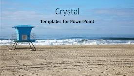  Presentation with huntington - Beautiful theme featuring lifeguard-station-huntington-beach-california backdrop and a light blue colored foreground